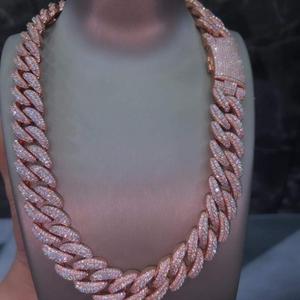 Exclusive 925 Sterling <b>Silver</b> Rhodium Plated Moissanite Hip Hop Style Tennis Necklace VVS Brilliant Cut Sparkling Diamond Look - Product Image 1