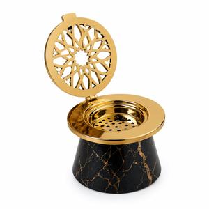 Brûleur d'encens Bakhoor de qualité supérieure avec dessus en acier inoxydable et base en résine, brûleur de parfum arabe fait à la main pour la décoration de la maison, aromathérapie - Product Image 1
