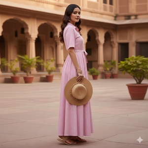 Robe Midi Évasée Sans Manches Rayée pour Femme, Style Coréen Empire Waist Romantique, Respirante et Lavable, Collection Été Unity Luxure - Product Image 3