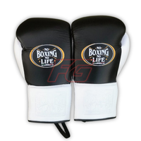 No Boxing No Life Guantes de Boxeo de Cuero Genuino con Agarre para Entrenamiento y Sparring, Cierre de Cordones en los Dedos, Ligeros y Transpirables