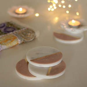 Luxury Thick-<b>Cut</b> Pure White Marble Coaster Set - Heavyweight Round Natural <b>Stone</b> Drink <b>Discs</b> for Barware & Living Room - Product Image 6