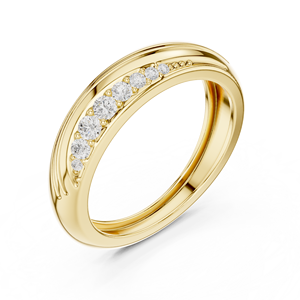 Anillo de Oro Amarillo de 14K para Mujer, Chapado en Oro de Lujo, Elegante Diseño de Onda, Corte Redondo, Diamante Cultivado en Laboratorio, Menos de 1 Quilate - Product Image 2