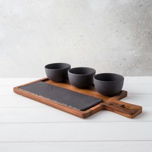 Planche à découper en marbre et bois, ovale, double matériau, résistante au lave-vaisselle, plateau de service à fromage avec trou de suspension pour usage domestique et hôtelier de luxe - Product Image 4