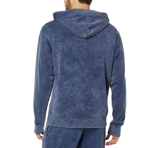Sudadera con Capucha Azul para Hombre, Corte Regular, Color Sólido, Informal, Tejida, Manga Larga, Diseño con Bolsillos, Ropa de Otoño - Product Image 4