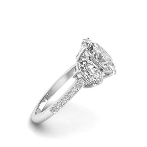 AJRETAIL Or massif 14K, taille ovale, sertissage pavé trois pierres, or blanc serti de diamants de laboratoire de 4,3 carats, couleur F, clarté VS1, IGI - Product Image 2