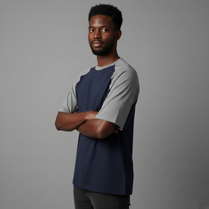 T-shirt formel pour homme en coton 100% tricoté à manches courtes, coupe classique, col en V, motif, qualité supérieure, grande taille, épaules tombantes, OEM - Product Image 3