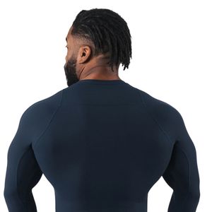 Men's Midnight <b>Blue</b> Compression Long Sleeve T-Shirt Lightweight Athletic <b>Base</b> <b>Layer</b> Fitness Training Apparel Top - Product Image 4