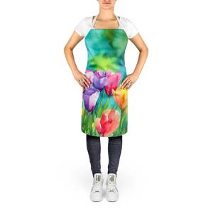 Tablier de Freesias à l'aquarelle multicolore pour adultes, pour la cuisine, la pâtisserie, l'artisanat, le jardinage optimal pour les femmes et les hommes. - Product Image 2