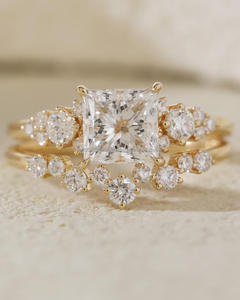 IGI/GIA Lab Grown Princess Cut Diamant Vintage 14k Or Mariage/Bague de Fiançailles Unisexe Anniversaire Fête Cadeau Coupe Diamant - Product Image 1