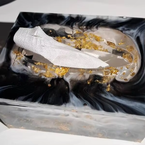 Boîte à mouchoirs en résine indienne de haute qualité Axiom Home Accents, design nacre, vente en gros, support à mouchoirs en résine - Product Image 1