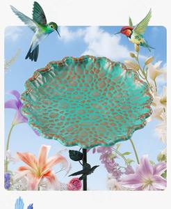 Bain d'oiseaux en métal bleu ciel, finition laquée, ajoute un point focal apaisant qui encourage les oiseaux à rester plus longtemps, nouvelle arrivée au prix le plus bas. - Product Image 5