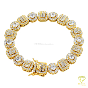 Collar de tenis con racimo de formas alternadas brillantes y acabado plateado de alto brillo para joyería de moda - Product Image 4
