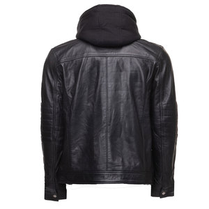 Chaqueta de Cuero con Capucha para Hombre, Chaqueta de Cuero Personalizada con Forro de Felpa Extraíble para Mujer, Proveedor Mayorista - Product Image 2