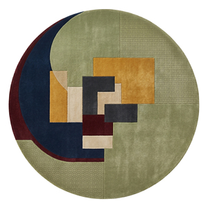 <b>Round</b> Geometric Wool Area Rug Hand Tufted Modern Bauhaus <b>Carpet</b> Custom Luxury <b>Round</b> Rug for Living Room Decor Home Villa - Product Image 2