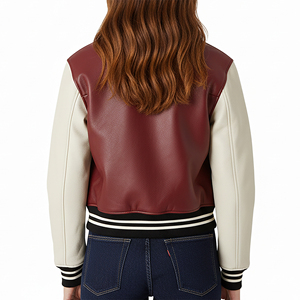Chaqueta Varsity Acolchada para Mujer, Personalizada con Logotipo Bordado o Serigrafiado, 100% Lana y Algodón, 2 Tonos, Transpirable, Cálida para Invierno, OEM/ODM - Product Image 4
