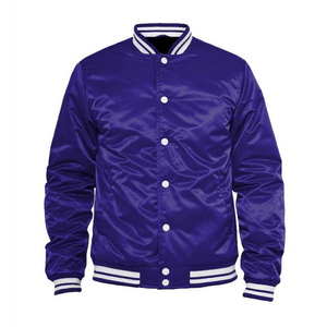 Chaqueta satinada universitaria con rayas, personalizable con bordado e impresión, para equipos de béisbol. - Product Image 3