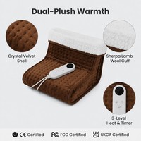 Coussin chauffant en flanelle Sherpa OEM/ODM avec contrôleur LED détachable, 3 niveaux de chaleur réglables et minuterie
