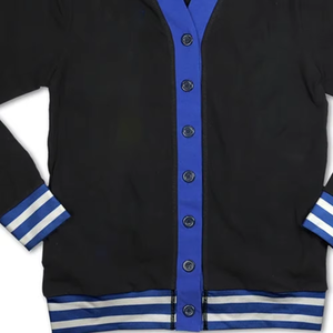 Ajoutez des logos personnalisés, cardigans noirs et bleus à col en V, pulls en molleton à manches longues avec boutons sur le devant, à porter toute l'année. - Product Image 3