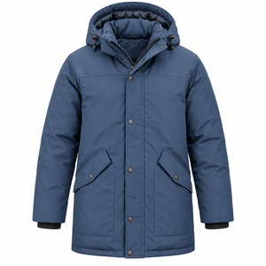 Parka Homme Hiver Chaud à Capuche Couleur Unie avec Logo Personnalisé Coton Décontracté Vente en Gros - Product Image 5