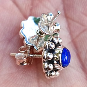 Lapis Lazuli Stud <b>Earrings</b> 925 Sterling <b>Silver</b> Handmade Statement Promise <b>Earrings</b> for Women Boho September Birthstone Jewelry - Product Image 3