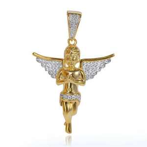 <b>Angel</b> Pendant 925 Silver 18K Gold Filled Moissanite Wings Religious <b>Charm</b> Unisex Everyday Wear Jewelry - Product Image 3