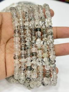 ลูกปัดพลอยธรรมชาติ เกรด AAA ควอตซ์รูทิเลตสีเขียวธรรมชาติ ลูกปัดทรงรอนเดลเหลี่ยมเพชรพลอย ขนาด 8 มม. ความยาว 8 นิ้ว - Product Image 5