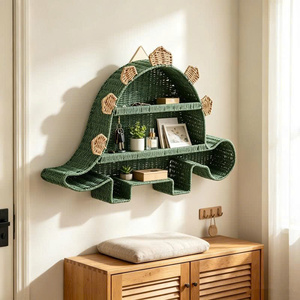 Étagère murale en papier artisanal adorable en forme de dinosaure, double niveau, écologique, organisateur de jouets pour enfants, forme d'animal mignon, à suspendre au mur - Product Image 3