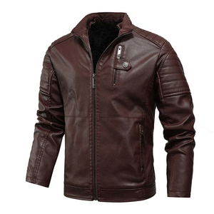 Men's Hooded Genuine Leather Motorcycle <b>Jacket</b> Windproof <b>Thick</b> Faux Fur Lining Zipper Closure Winter Warm Moto Biker Style - Product Image 6