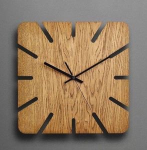 Horloge murale géométrique carrée en bois, silencieuse, à quartz, analogique, alimentée par piles, design moderne, simple face, décoration d'intérieur pour salon - Product Image 4