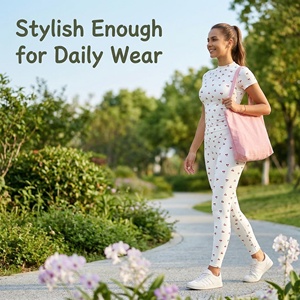 Ensemble de yoga décontracté 2 pièces pour femme : Leggings taille mi-haute et hauts à manches longues/courtes, séchage rapide, respirant, anti-bactérien, tenue de sport - Product Image 3