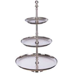 Plateaux de service en métal martelé à trois niveaux – Support élégant pour desserts et apéritifs, idéal pour les fêtes, mariages et décoration intérieure stylée - Product Image 1