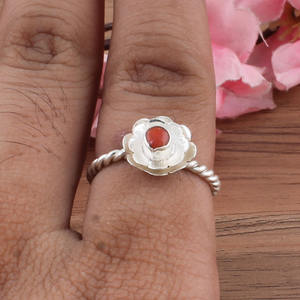 Wholesale <b>Turquoise</b> Flower Bezel Setting 925 Sterling Silver Adjustable Boho Wedding <b>Ring</b> for Women - Product Image 5