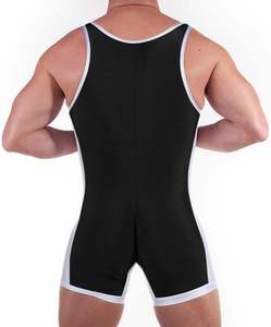 Débardeur Sportif Homme Noir et Blanc à Blocs de Couleurs, Col Rond, Respirant, en Spandex et Polyester Tricoté, Coupe Ajustée - Product Image 2
