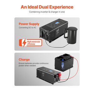 Inverter a Onda Sinusoidale Pura da 2000 Watt con Caricabatterie, Display LCD e Telecomando, da DC 12V a AC 120V per Sistemi Solari 6-12KW - Product Image 3