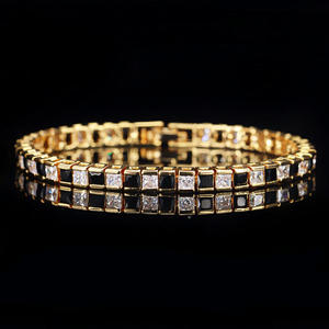 Pulsera de tenis delicada con diamantes de laboratorio cuadrados de colores mixtos, chapada en oro, para mujer, de alta calidad, joyería de fiesta, regalo - Product Image 4