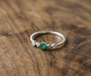 Beaded Handmade Natural <b>Emerald</b> Gemstone With Diamond Designer Band <b>Ring</b> in 925 Sterling <b>Silver</b> Jewelry Wholesaler - Product Image 4