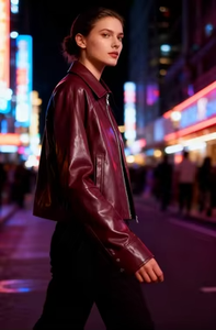 Veste matelassée coupe-vent unisexe à col mandarin et fermeture éclair en toile, couleur unie, en véritable peau de mouton, pour femme - Product Image 6