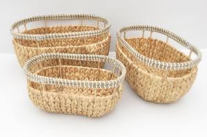 Panier de rangement en jacinthe d'eau naturelle artisanal de style bohème, en gros à bas prix, de haute qualité pour le rangement au bureau et dans la salle de bain - Product Image 6