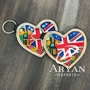 2026 Latest Wholesale Handmade Western Heart Cow <b>Leather</b> <b>Keychain</b> Tooled Genuine <b>Leather</b> Key Holder Perfect Gift for Women - Product Image 1