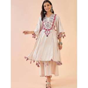 Designer Co-ord <b>Set</b> with Embroidery Sequence and Real <b>Mirror</b> Work Size XS - Product Image 1