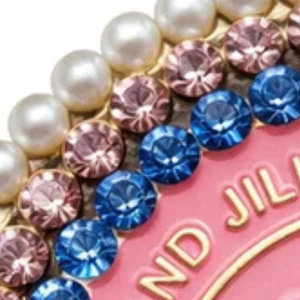Broche en strass rose avec bordure en cristal bleu, élégante, accessoire de mode pour femme, fille, cadeau de fête, décoration - Product Image 5