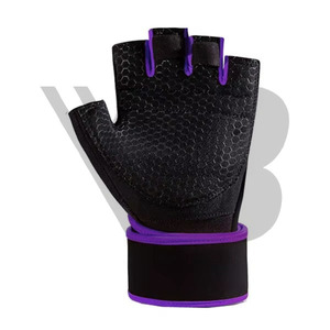 Guantes transpirables de medio dedo para levantamiento de pesas con soporte para muñeca, antideslizantes, para gimnasio, entrenamiento deportivo y fitness. - Product Image 2