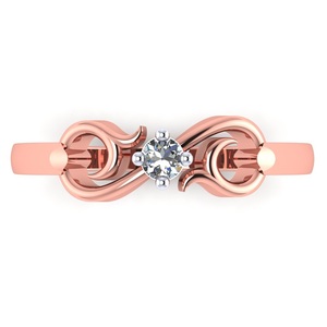 Anillo de oro rosa macizo de 10 quilates, anillo de moda para mujer, 1 diamante decorativo, estilo elegante, regalo de cumpleaños, 0,09 quilates - Product Image 2
