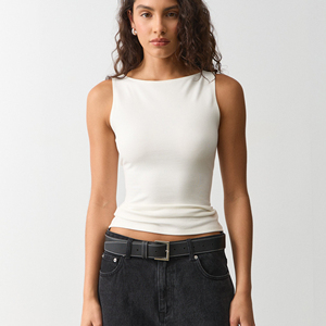 Top Corto de Moda para Mujer al por Mayor con Logotipo Personalizado, Top Deportivo Transpirable de Verano, Camiseta sin Mangas Ajustada, Chaleco Casual Acanalado - Product Image 5