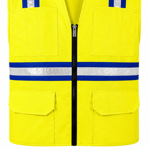 Chaleco de Seguridad de Alta Visibilidad de Algodón al por Mayor con Cinta Reflectante, Bolsillos Utilitarios, Ropa Industrial Duradera Unisex, Personalizable con Serigrafía - Product Image 4