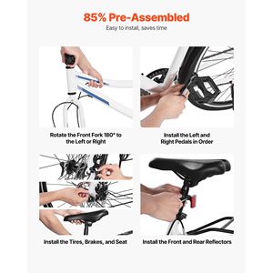 Lightweight Aluminum <b>Frame</b> Hybrid <b>Bike</b> 700c Wheel Commuter B for Men and Women Urban City Step Adult Urban Bicycle - Product Image 6