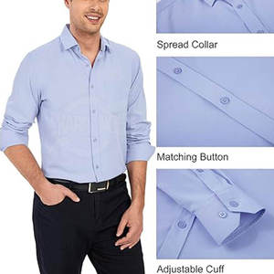 Chemises pour hommes décontractées et formelles, coupe classique, vente en gros, polyester/coton, vêtements de travail pour le bureau, la banque, uniforme, chemise à manches longues pour hommes - Product Image 6