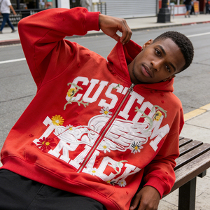Applique Embroidery OEM Custom Print Oversized Vintage Streetwear Boxy Silhouette Heavyweight 400 GSM Men's Hoodie - Product Image 1