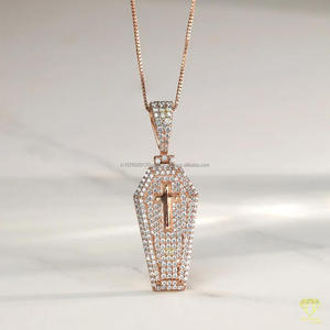 Custom Hip Hop Coffin Cross Pendant With Moissanite Diamonds Luxury Rose Gold Pendant Necklace For Fashion Lovers - Product Image 3