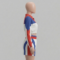 Ensemble de survêtement sportif pour femme, couleur unie, avec haut zippé à manches longues et jupe assortie, coupe classique, hiver, 100% coton, avec empiècements